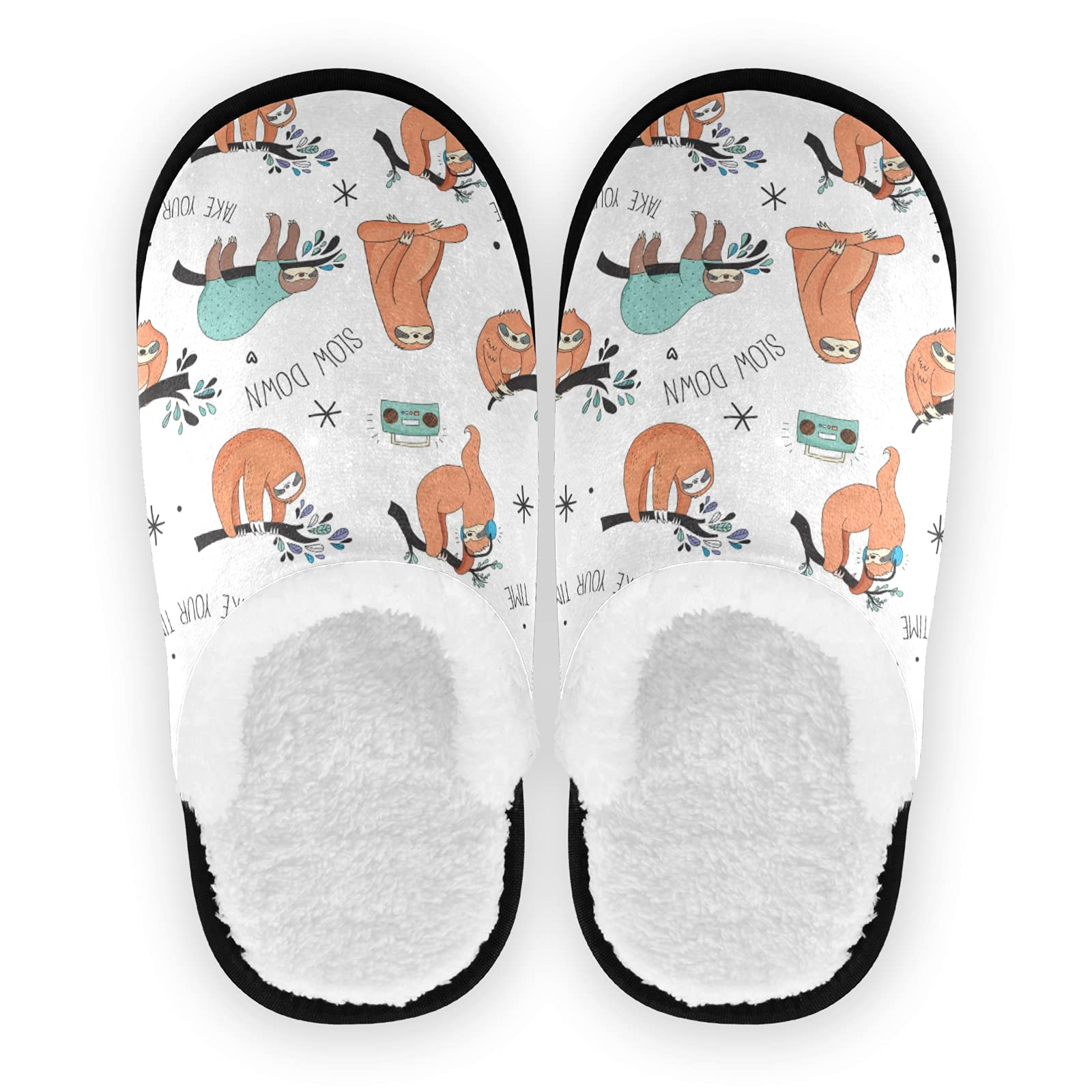 Cute Animal Sloth Radio Slippers for Women, Men & Kids - Soft Coral Fleece Indoor House Shoes with Built-in FM Radio | Perfect for Home, Bedroom & Relaxation