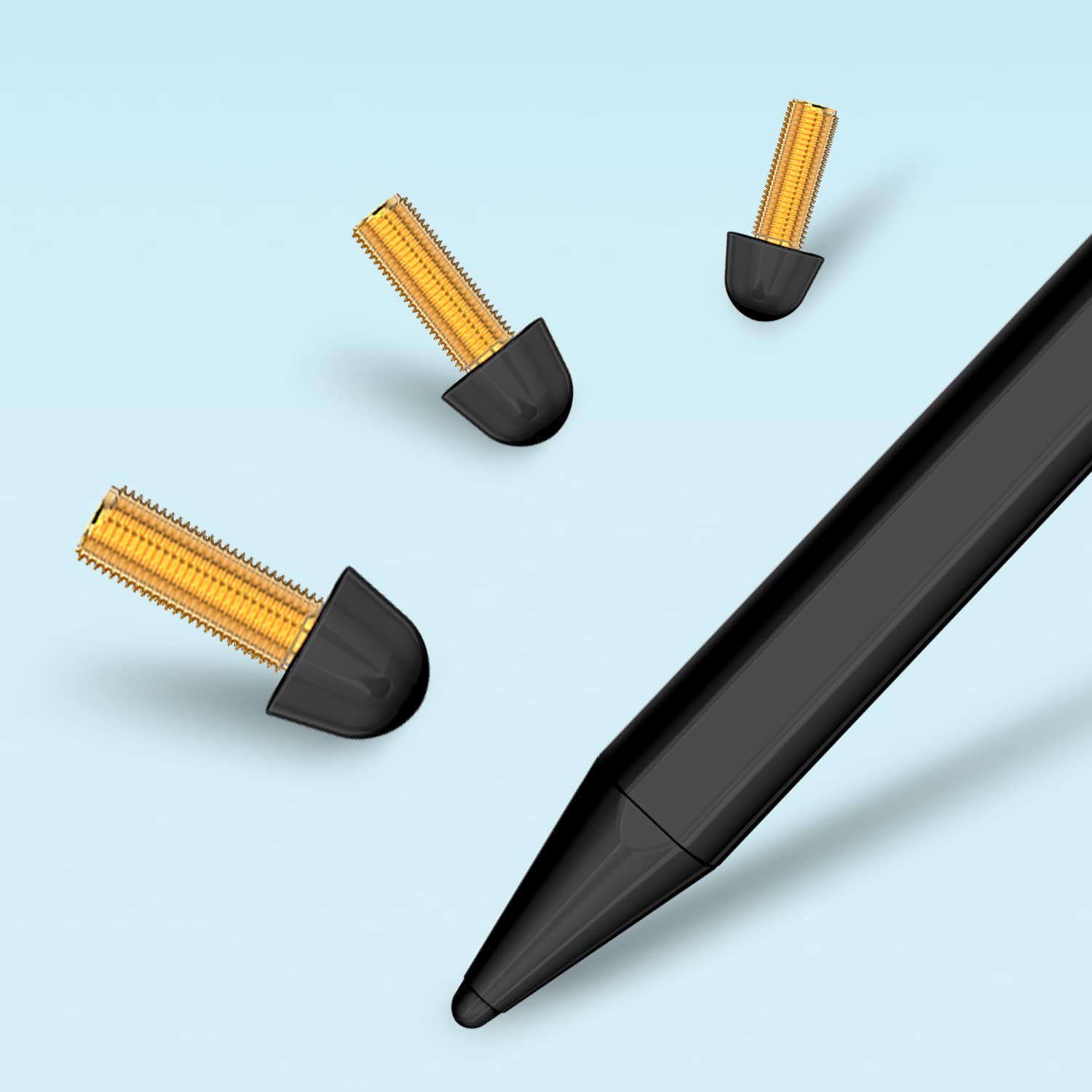 Threepluslink Stylus Pen Replacement Tips - Black, High Precision & Easy to Replace for Smooth Writing & Drawing on Tablets, Smartphones & Touchscreens