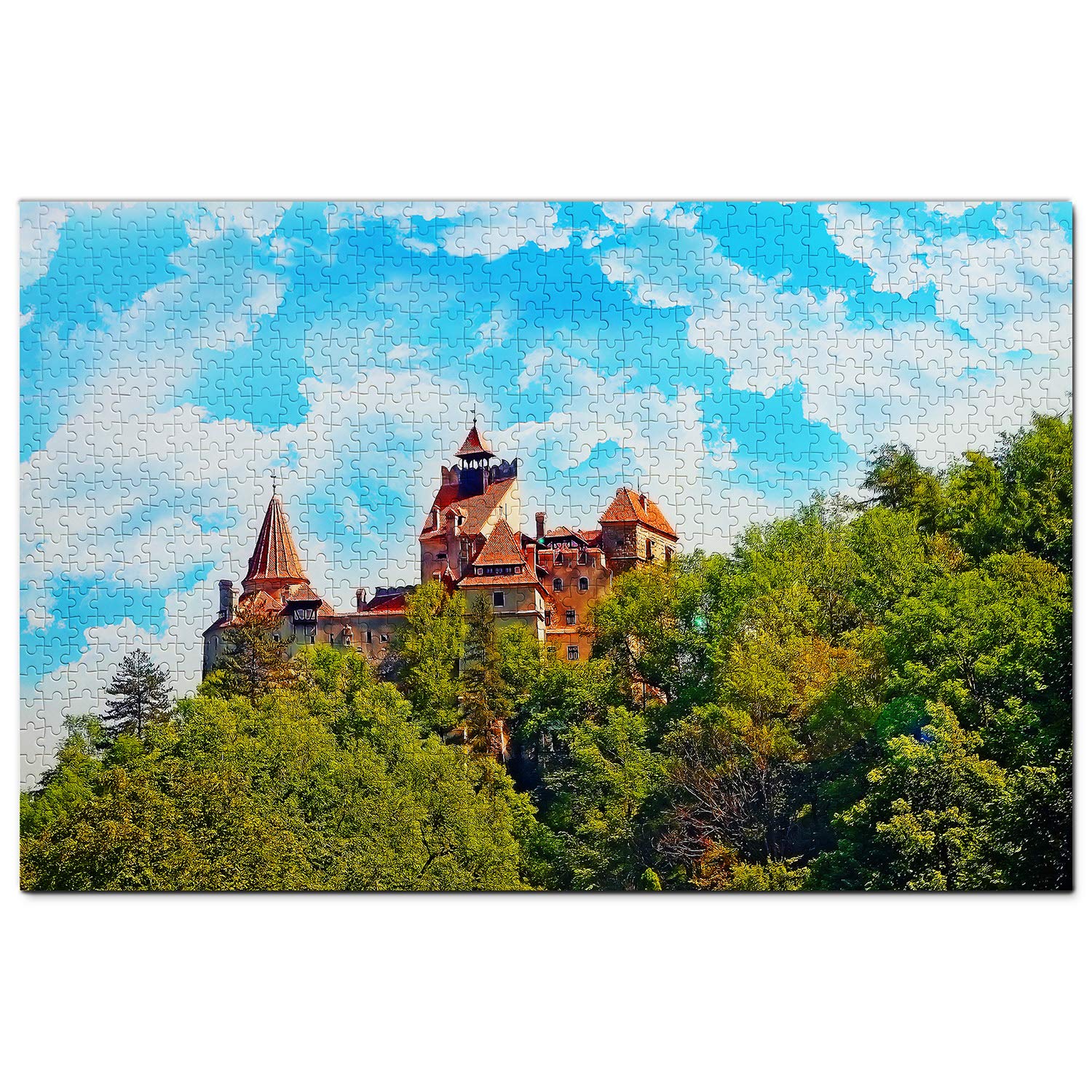 1000 Piece Bran Castle Brasov Romania Jigsaw Puzzle - Wooden Travel Souvenir & Home Decor for Puzzle Lovers, Adults & Teens - Perfect for Relaxation, Family Game Night & Wall Art Display
