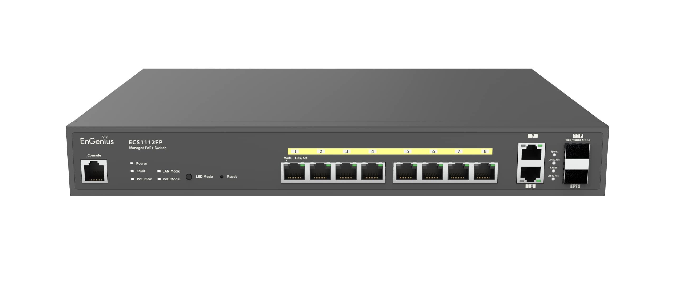 EnGenius Cloud ECS1112FP 8-Port Gigabit PoE+ Switch with 120W Power Budget - Ideal for Home Office, Small Business Network & IP Camera Systems