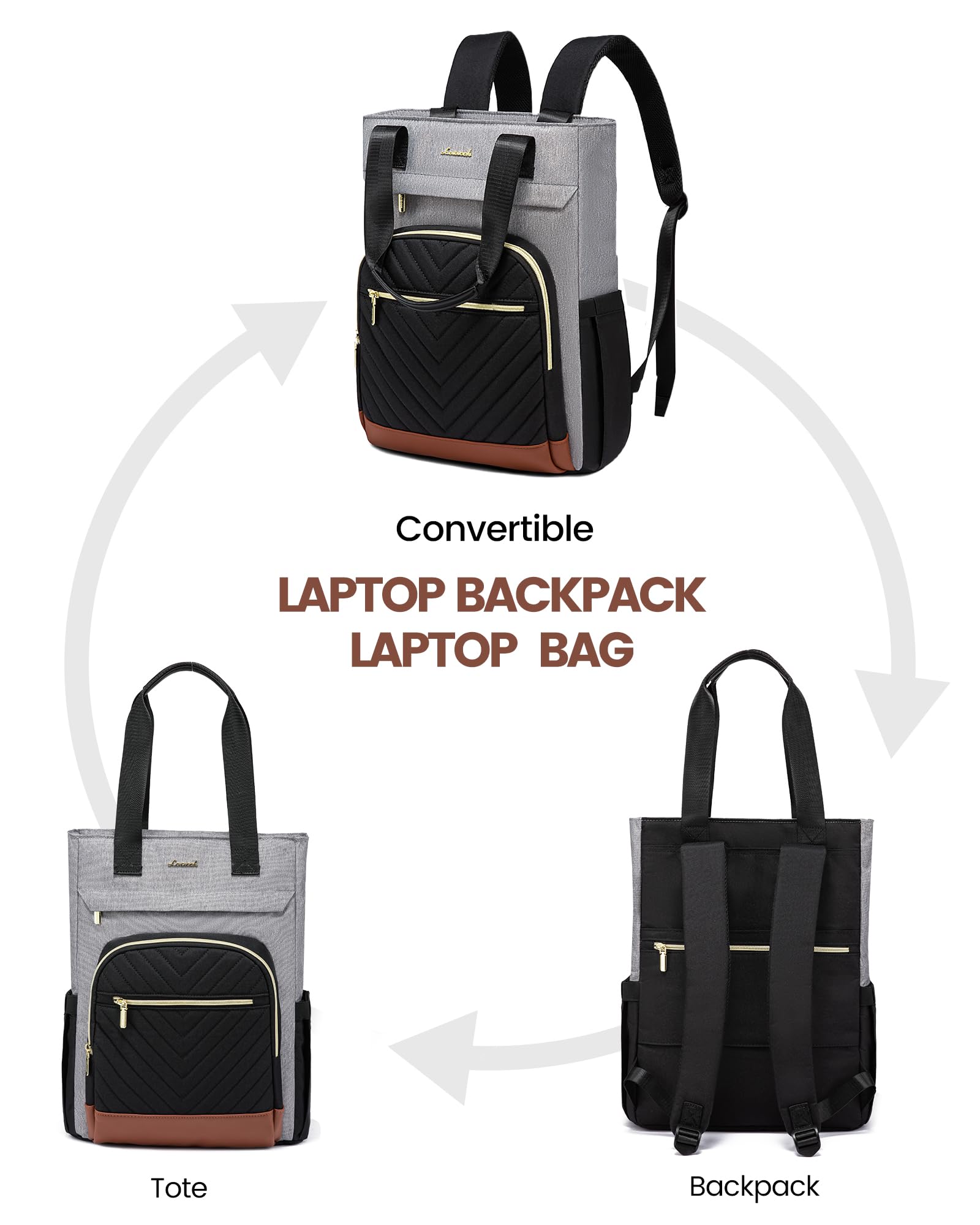 LOVEVOOK 17 Inch Laptop Backpack for Women - Waterproof Work Bag with USB Charging Port, Convertible Business Tote for Teachers, Nurses & Professionals | Perfect for Office, Travel & School Use