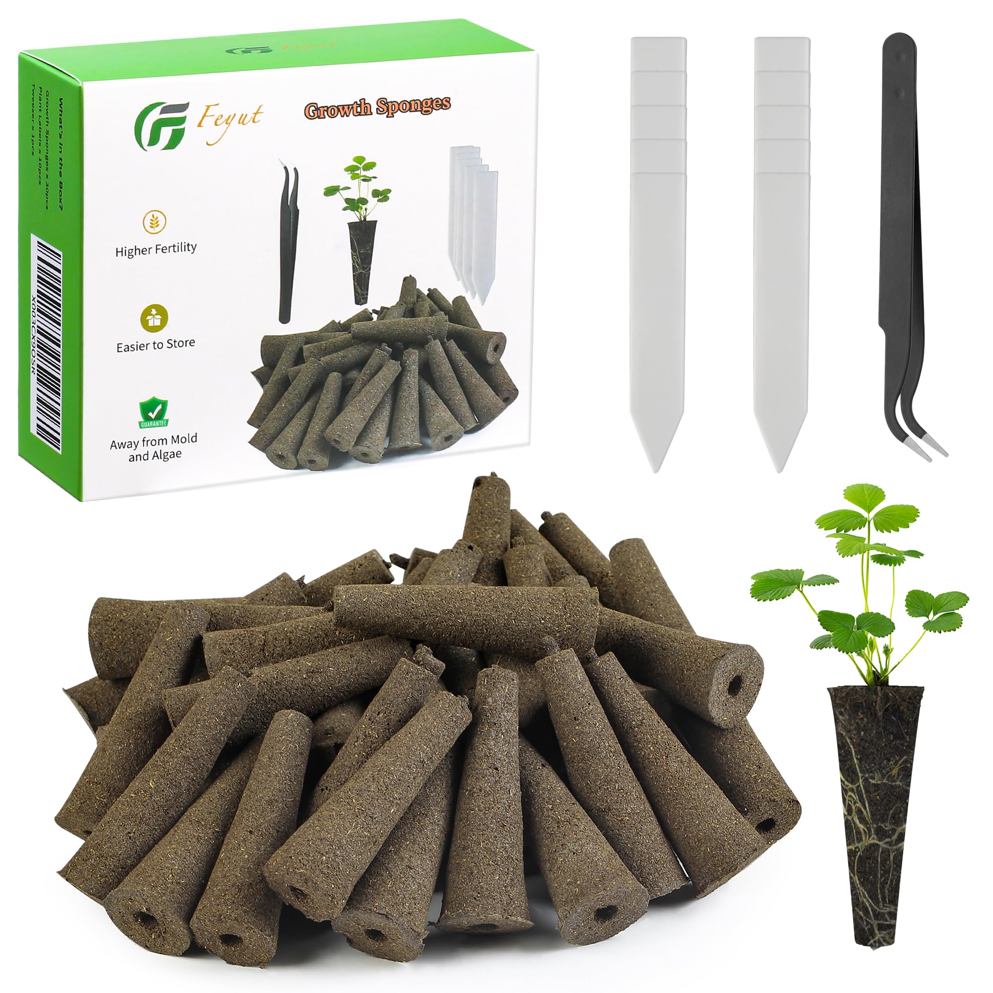 30 Pack Hydroponic Grow Sponges - AeroGarden Compatible Seed Pods & Seedling Starter Sponges for Indoor Gardening | Perfect for Hydroponic Systems, Herb Gardens, and Indoor Plant Starters