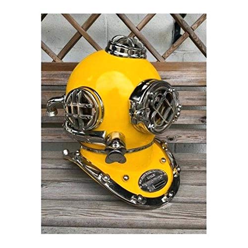 Vintage Nautical Diving Helmet - Antique Style Brass Deep Sea Diver Helmet Replica for Home & Office Decor, Marine Theme Collectible, Perfect for Beach House, Man Cave or Nautical Themed Parties