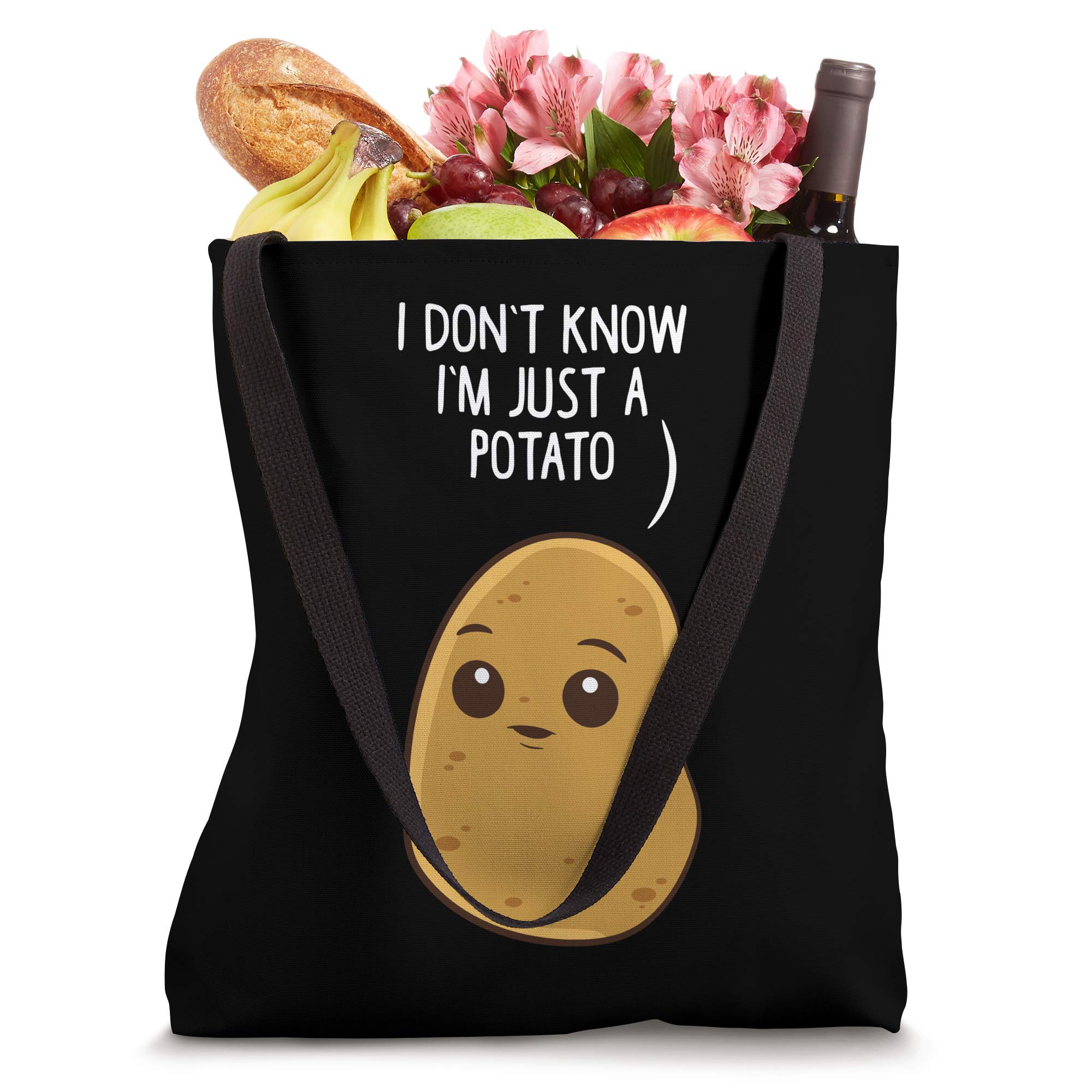 Funny Potato Tote Bag - 'I Don't Know I'm Just a Potato' Cute Grocery Shopping Bag for Farmers Market, Beach & Daily Use