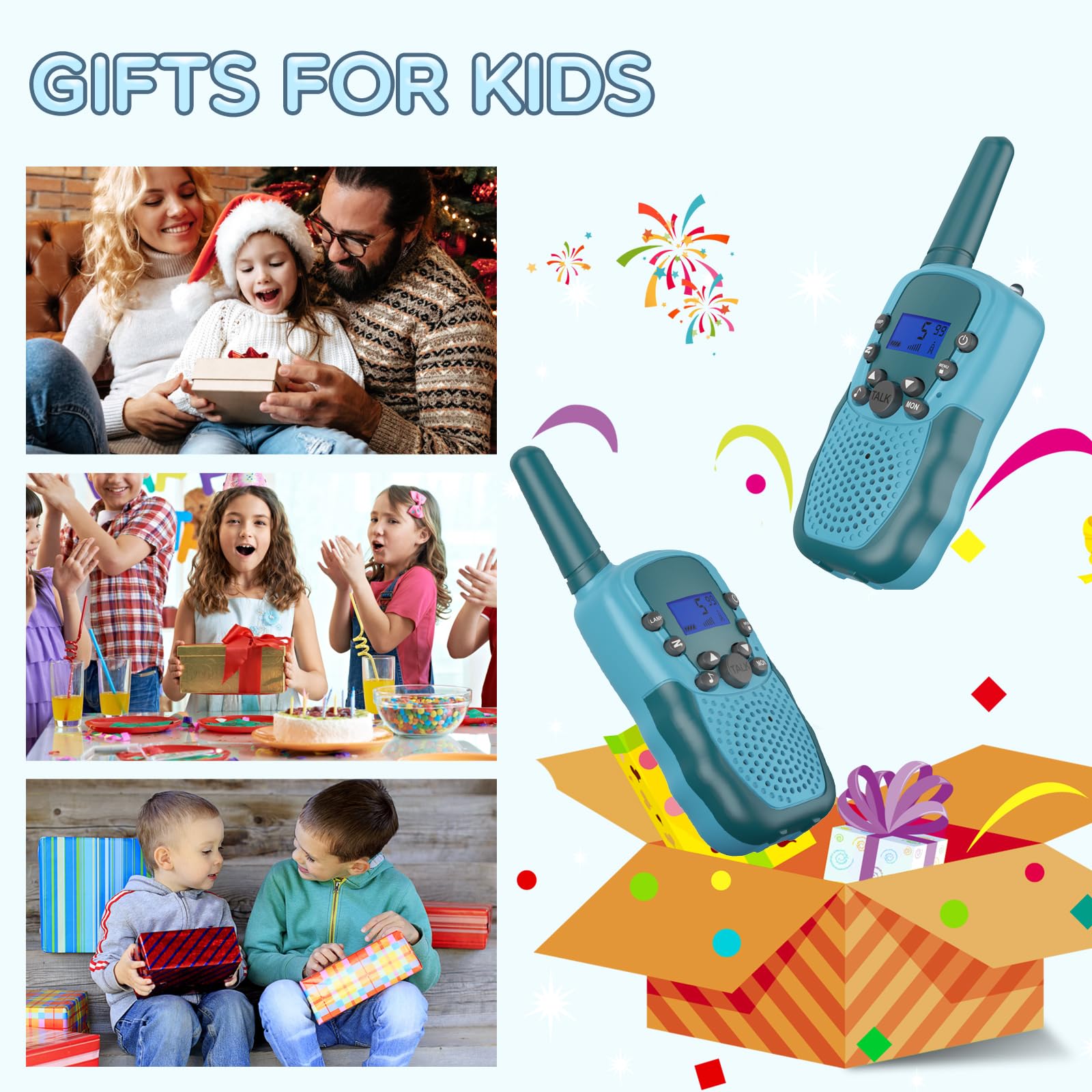 Selieve Kids Walkie Talkies - Rechargeable Long Range 22-Channel Toy for Boys & Girls Ages 3-8 | Perfect for Outdoor Adventures, Camping, Hiking & Backyard Play (Navy Blue)
