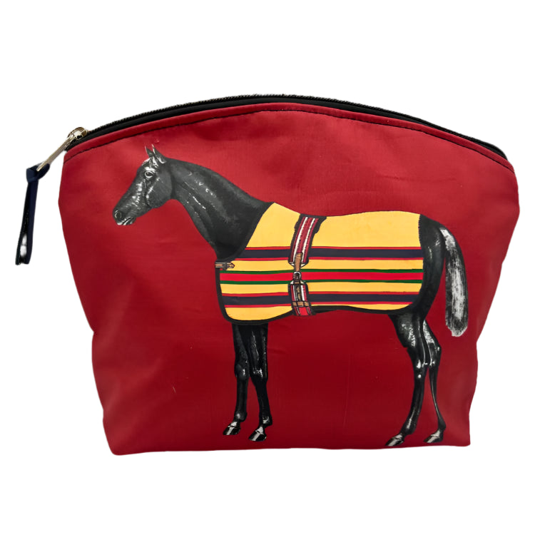 Rebecca Ray Lilly Horse Print Large Cosmetic Makeup Bag for Women - Perfect for Travel, Gym & Everyday Essentials Storage