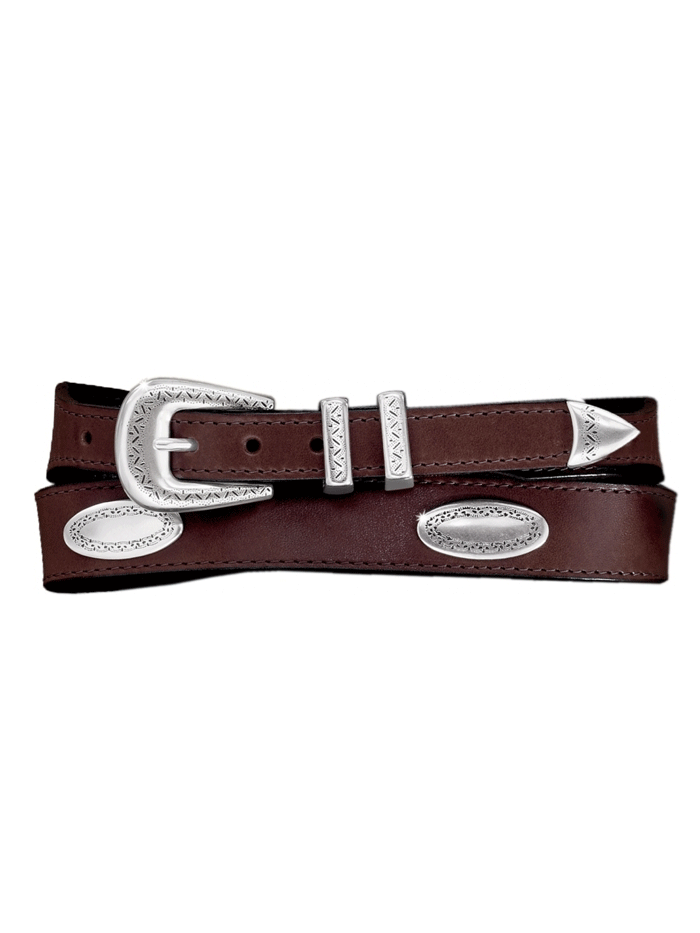 Brighton 39107 Men's Genuine Leather Tapered Belt with Ornamental Buckle - Brown - Perfect for Casual, Business & Formal Wear