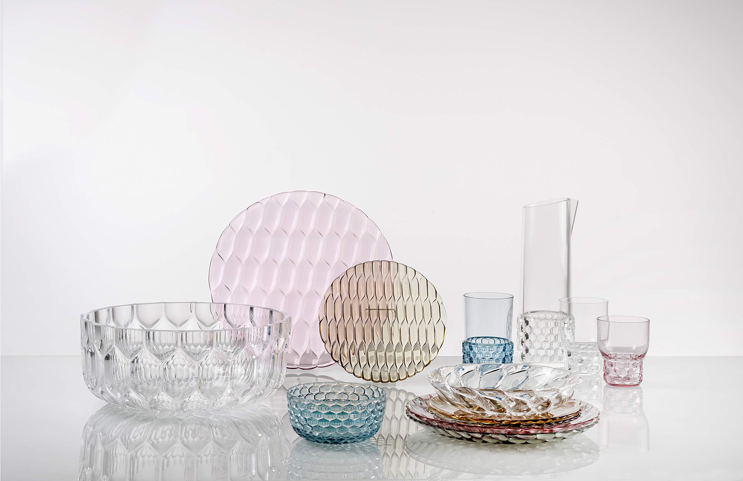 Kartell Jelly's Long Drink Glass Set - 6-Piece Transparent Pink Cocktail Glasses (8.5cm Diameter x 15cm Height) - Perfect for Cocktail Parties, Home Bars & Modern Tableware Collections