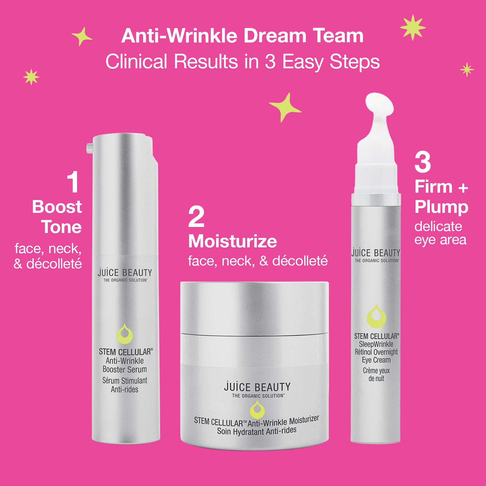 Overnight Anti-Wrinkle Cream Set - The Power of Three Dream Team for Youthful Skin | Nighttime Skincare Routine for Wrinkles & Fine Lines