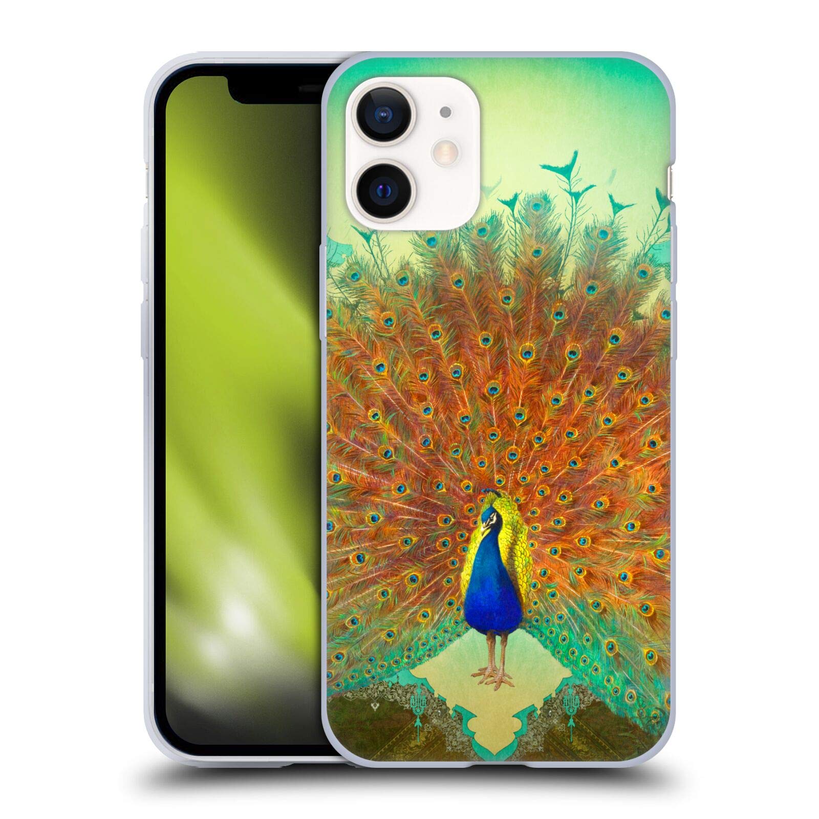 Officially Licensed Peacock Animal Soft Gel Case for Apple iPhone 12 Mini - Durable Protection with Artistic Design, Perfect for Everyday Use, Travel & Gift Giving