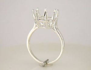 14K Gold or Sterling Silver 5mm-12mm Square 8-Prong Pre-Notched Blank Ring Shank Setting - Size 7 (163-845/143-845) - Perfect for Jewelry Making, Engagement Rings & Custom Wedding Bands