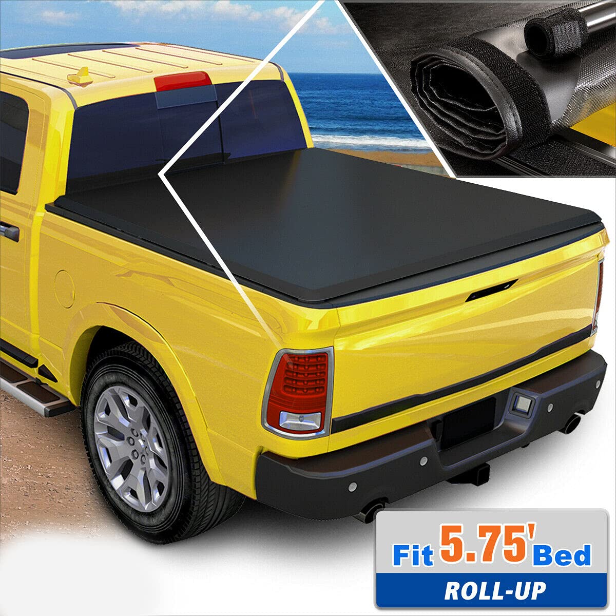 Vinyl Soft Top Roll-up Tonneau Cover for 5.75ft Short Bed Truck (Model 58751PM) - Durable & Weatherproof Truck Bed Cover for Pickup Accessories & Cargo Protection