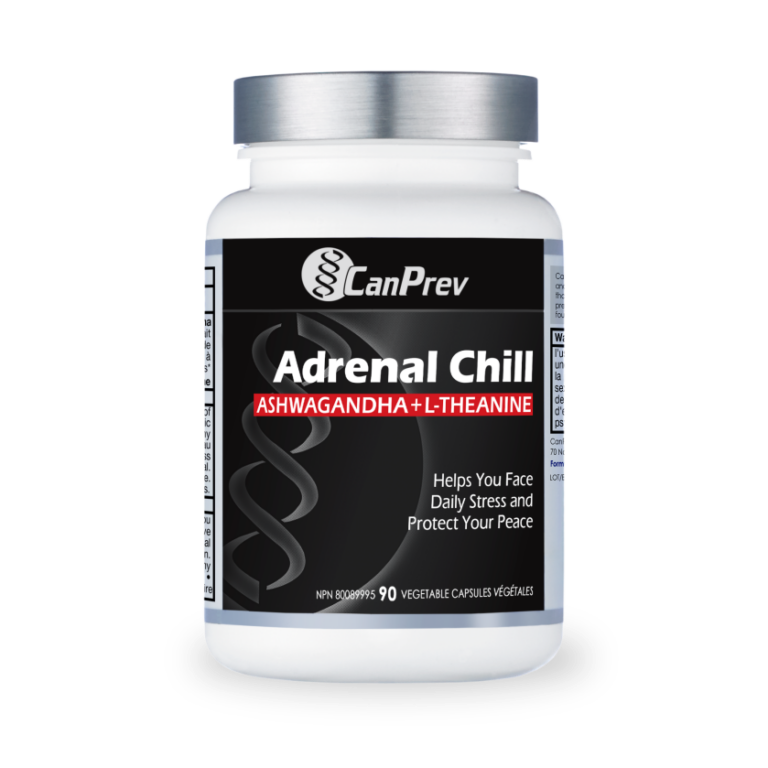 Canprev Adrenal Chill - Ashwagandha & L-Theanine Supplement for Stress Relief & Relaxation - 90 Vegan Capsules - Supports Calmness & Focus for Work & Study