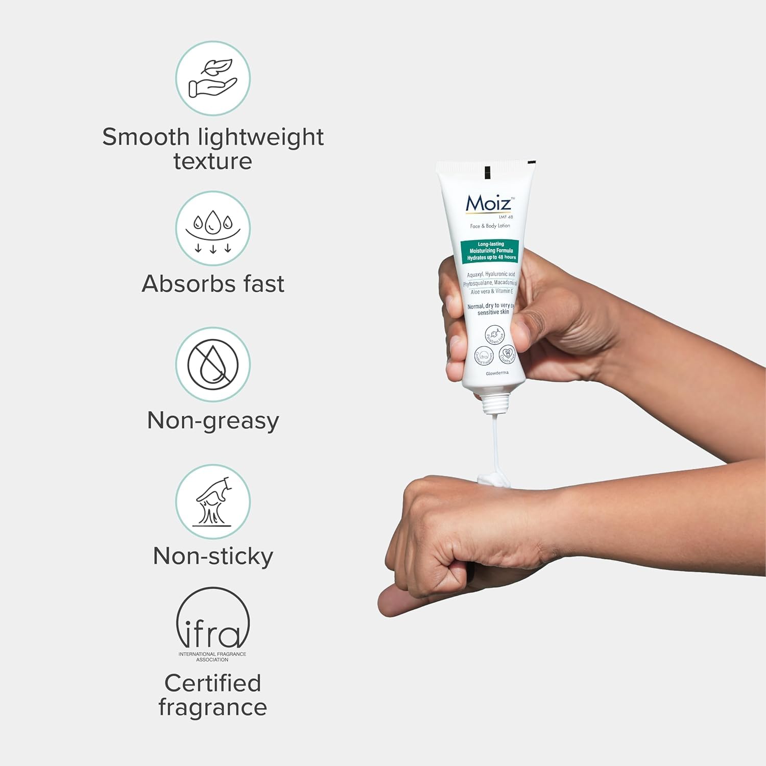 Best Face & Body Lotion for Dry Skin - Long Lasting Moisturizing Cream with Hyaluronic Acid | Non-Comedogenic, Paraben Free & Cruelty Free | 75ml Travel Size | Perfect for Daily Hydration & Post-Workout Skin Care
