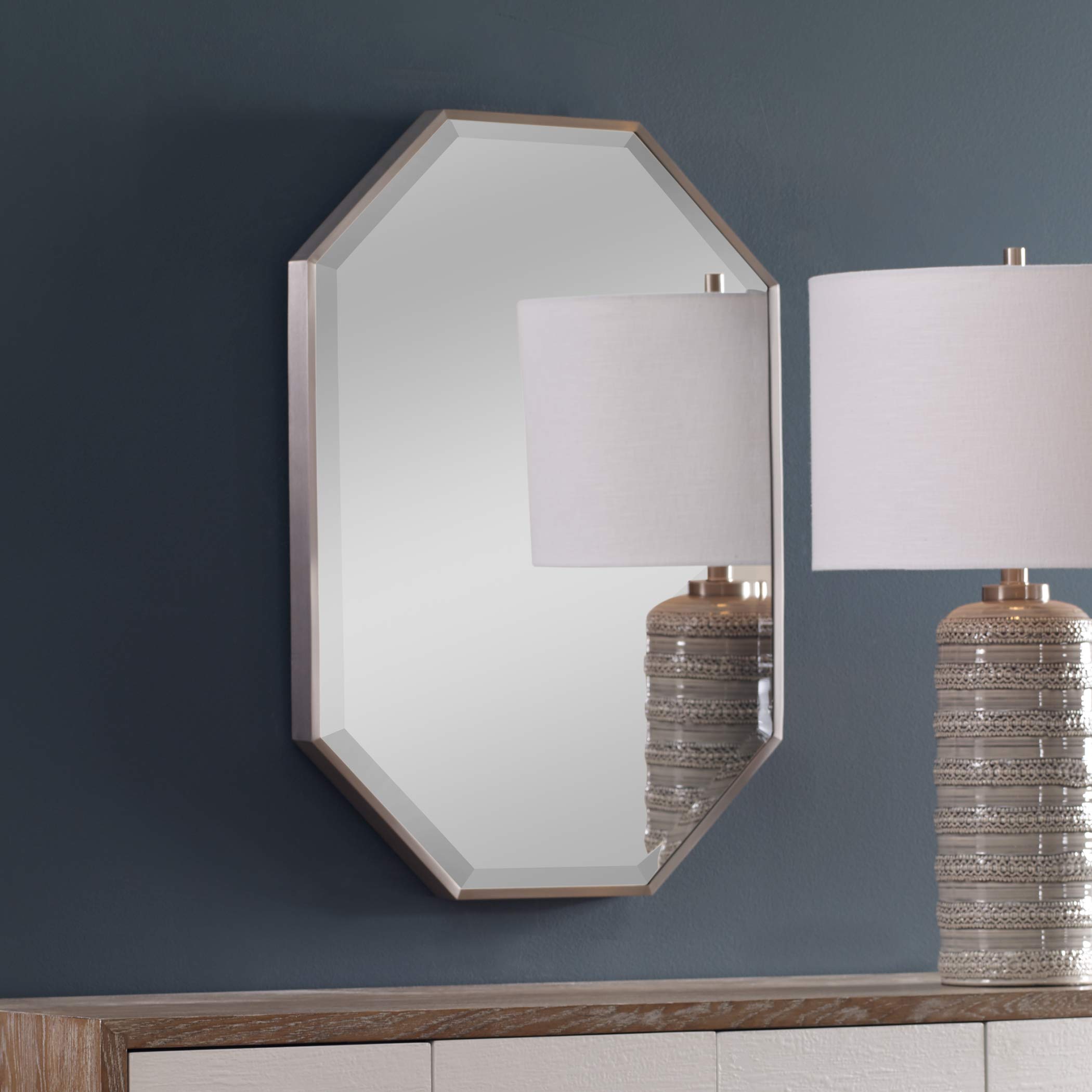 Stuartson Octagon Vanity Mirror - 8-Sided Makeup Mirror with LED Lights, Touch Control, 360° Rotation for Bathroom, Bedroom & Dressing Room