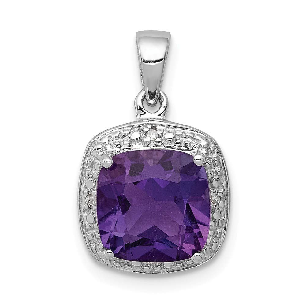 925 Sterling Silver Rhodium Plated Amethyst & Diamond Pendant Necklace for Women | Elegant Jewelry Gift for Birthday, Anniversary & Valentine's Day | Perfect for Parties, Weddings & Special Occasions