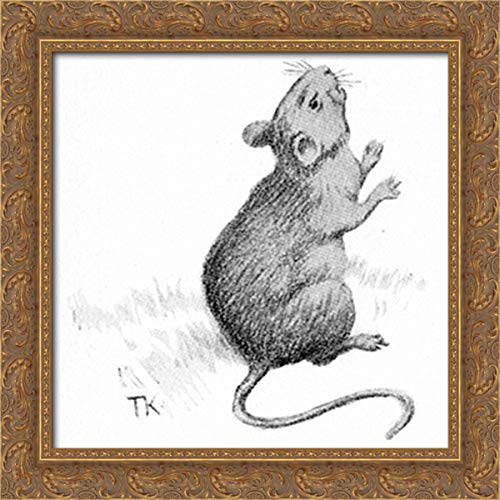 Theodor Severin Kittelsen 20x20 Gold Ornate Wood Framed Mouse Canvas Art - Perfect for Home Decor, Office Wall & Gift Giving