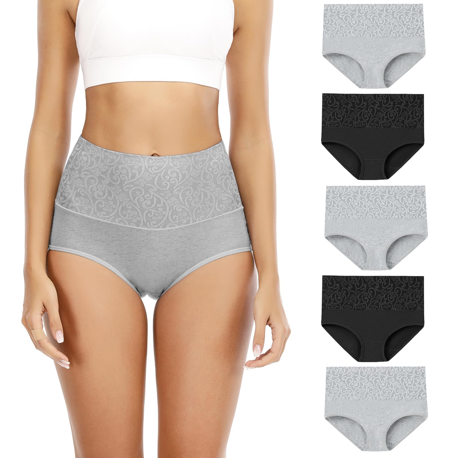 **Senllori Women's High Waist Cotton Underwear - Soft Breathable Panties for Ladies, Plus Size Briefs Multipack (3/5 Pack) - Comfortable for Daily Wear, Workout & Sleep**