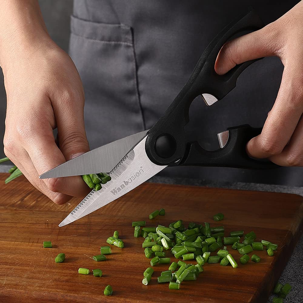 Wanbasion 16-Piece Black Stainless Steel Kitchen Knife Set with Acrylic Block & Sharpener – Professional Chef Knives for Cooking, Slicing, and Food Prep
