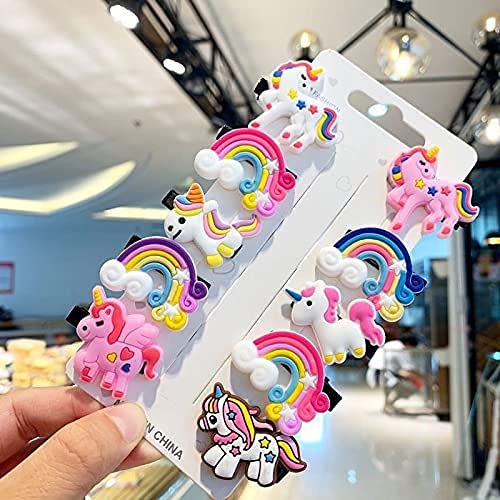 APPSAMBR 10-Piece Rainbow Unicorn Hair Clips Set for Girls - Cute Baby Hair Barrettes & Toddler Hair Accessories (UNICORN RAINBOW) - Perfect for Birthday Parties, School, and Daily Wear
