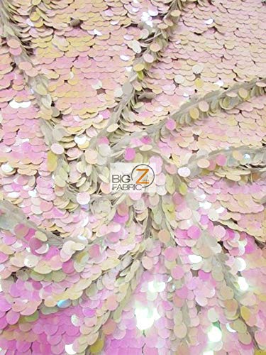Holographic Sequin Fabric - Big Dot Paillettes Mesh for DIY Dresses & Backdrops (Ocean Pink)