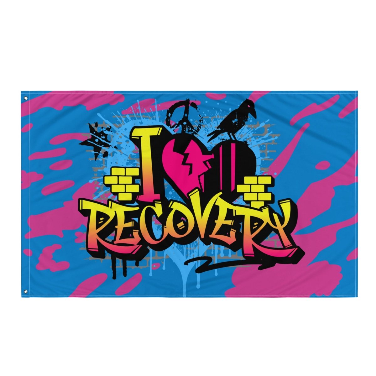 Heart of Recovery Graffiti Flag - Urban Street Art Decor for Home, Office & Events - Perfect for Wall Hanging, Photography Backdrop & Party Decorations