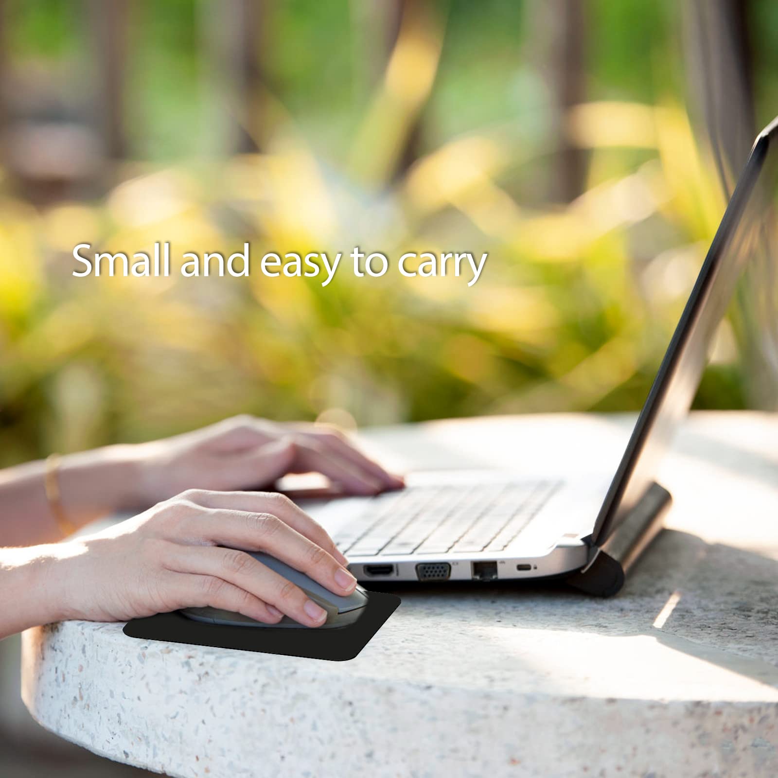 Compact 5x6 Inch Non-Slip Mouse Pad - Portable Waterproof Mini Mouse Mat with Strong Adhesive Base for Laptop, Office & Gaming | Small Rectangular Black Mousepad for Home & Travel Use