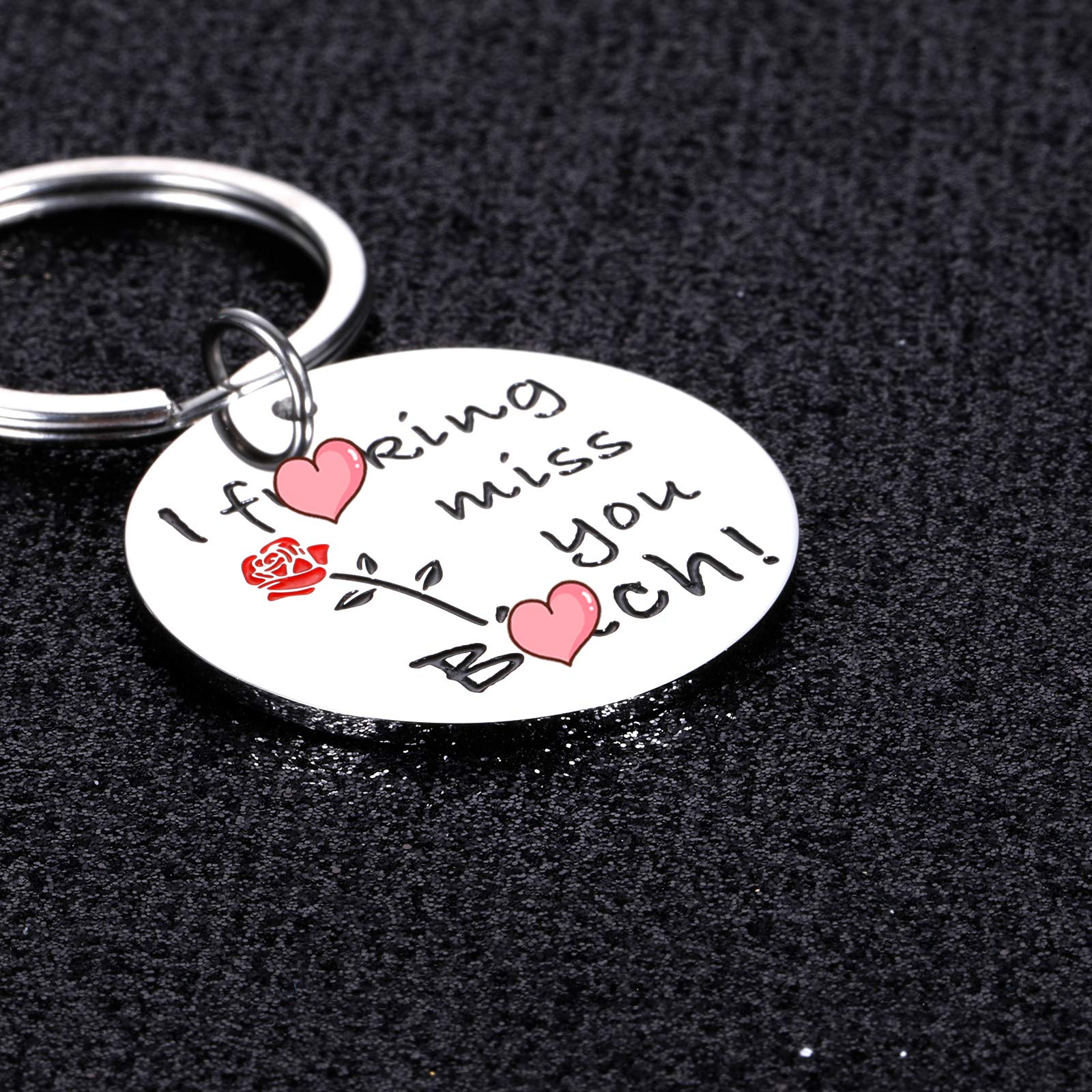 Funny Friendship Keychain Gift for Best Friend - Thoughtful Present for Sister, BFF, or Sorority - Long Distance Miss You Gift for Women - Reunion & Birthday Jewelry Keyring - Perfect for Gifts, Parties, and Special Occasions