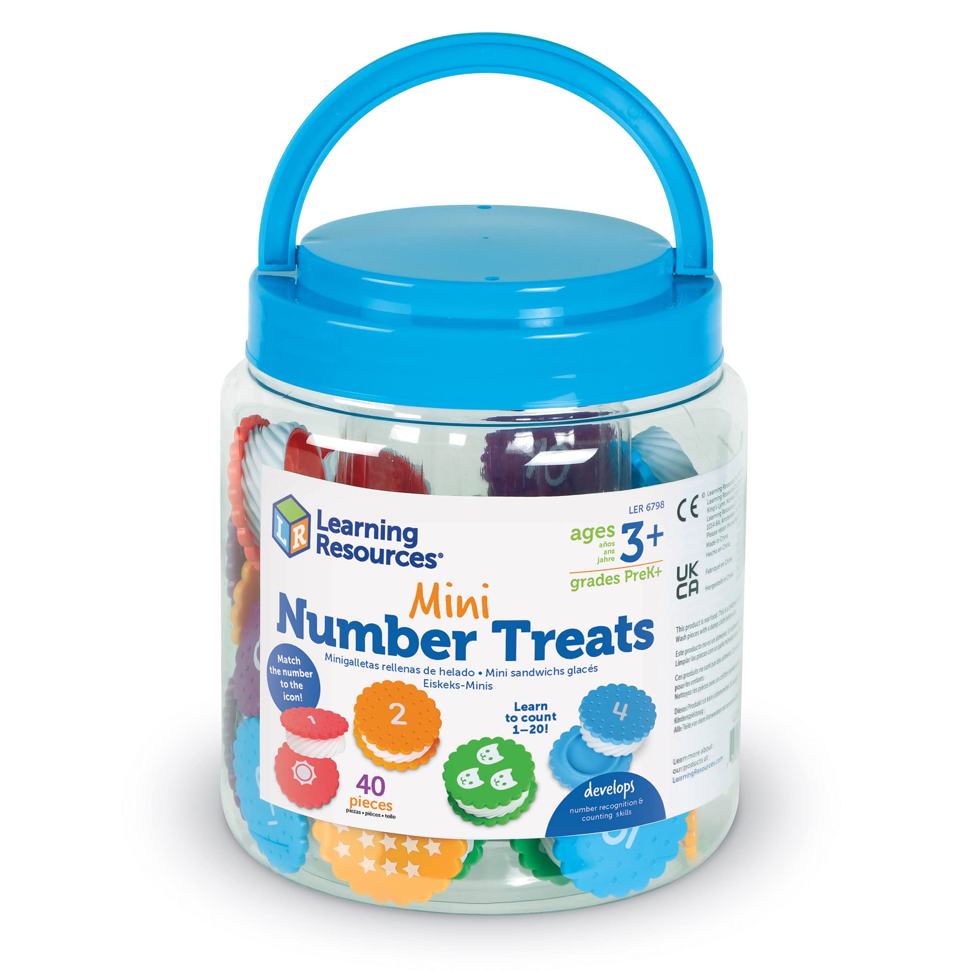 Learning Resources Mini Number Treats - 40-Piece Counting & Math Educational Toy Set for Kids Ages 3+ - Fun Cookie-Shaped Numbers for Classroom, Homeschool & Easter Basket Fillers