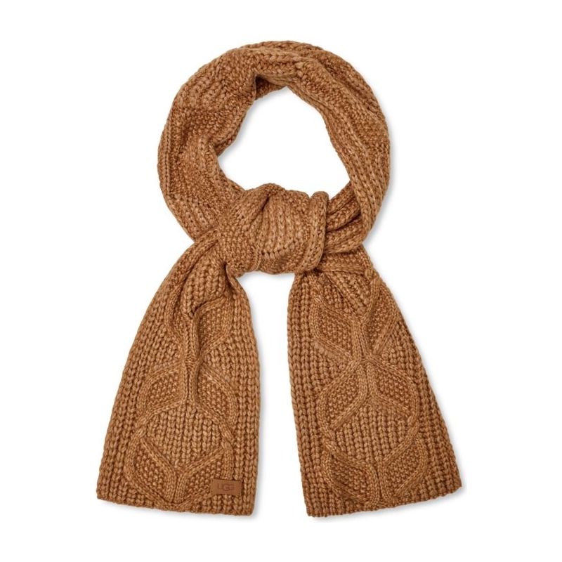 UGG Women's Cable Knit Scarf - Soft Wool Winter Scarf for Women - Perfect for Cold Weather, Outdoor Activities, and Fashion Accessories
