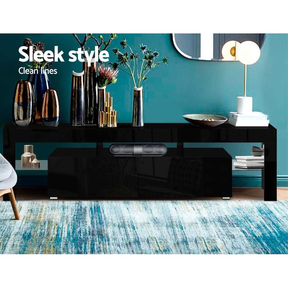 Artiss 189cm Black LED TV Stand with Storage - Modern Entertainment Center for Living Room, Bedroom & Home Theater Setup