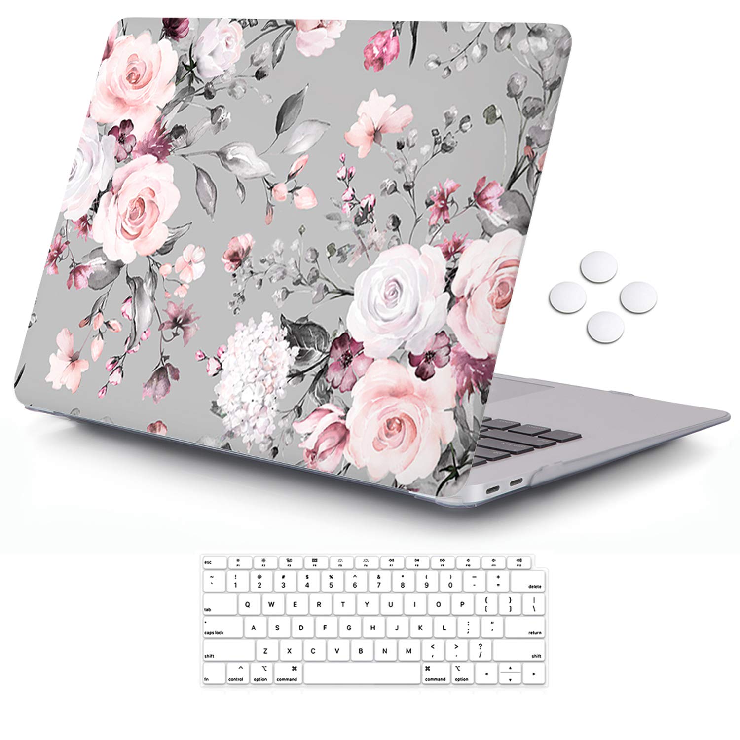 iCasso Hard Plastic Shell Case & Keyboard Cover for MacBook Air 13 Inch (2020 2019 2018 Release A2237 M1/A1932/A2179) with Retina Display & Touch ID - Tea Rose | Protective Laptop Cover for Work, Travel & School
