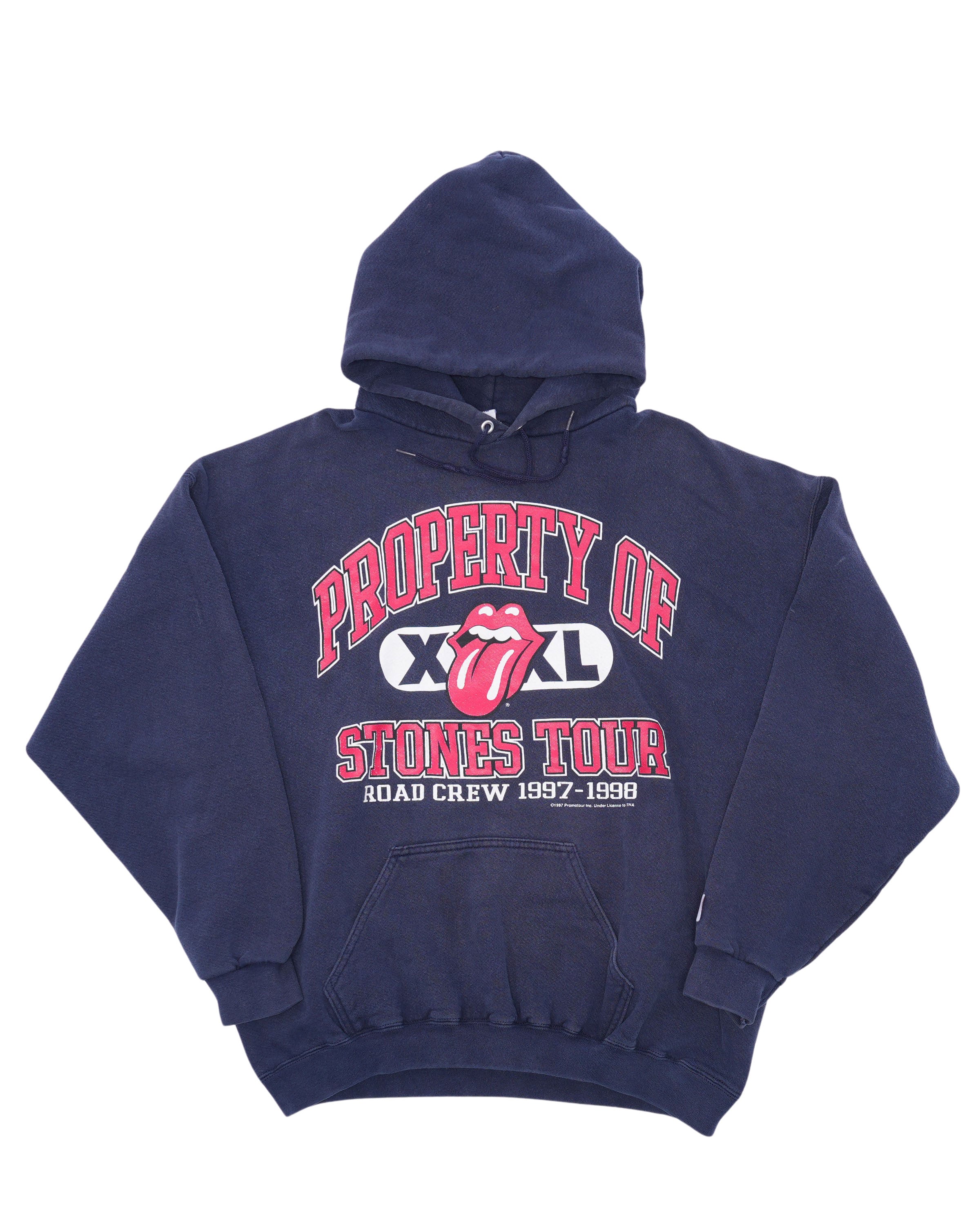 Vintage 1997 Rolling Stones Road Crew Tour Hoodie - Classic Rock Band Merchandise for Concerts & Casual Wear