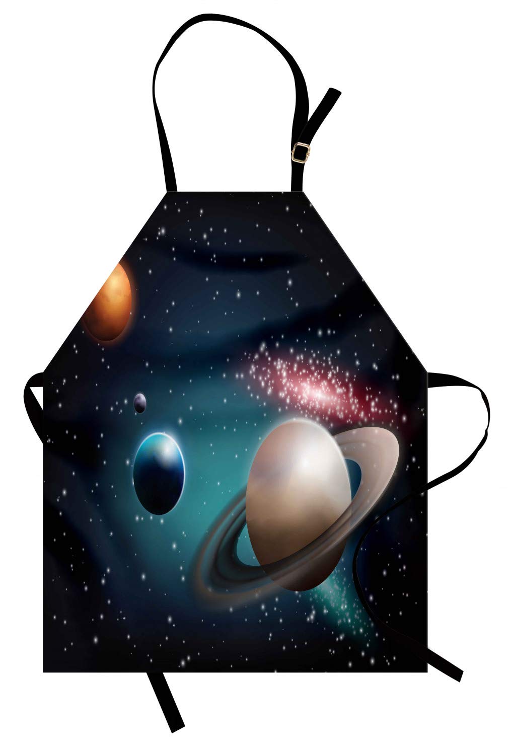 Ambesonne Space Apron - Digital Print Planets & Astronomy Design - Adjustable Neck Unisex Kitchen Bib for Cooking, Baking, BBQ & Gardening - Adult Size Multicolor - Perfect for Home Chefs, Science Enthusiasts & Gift Giving