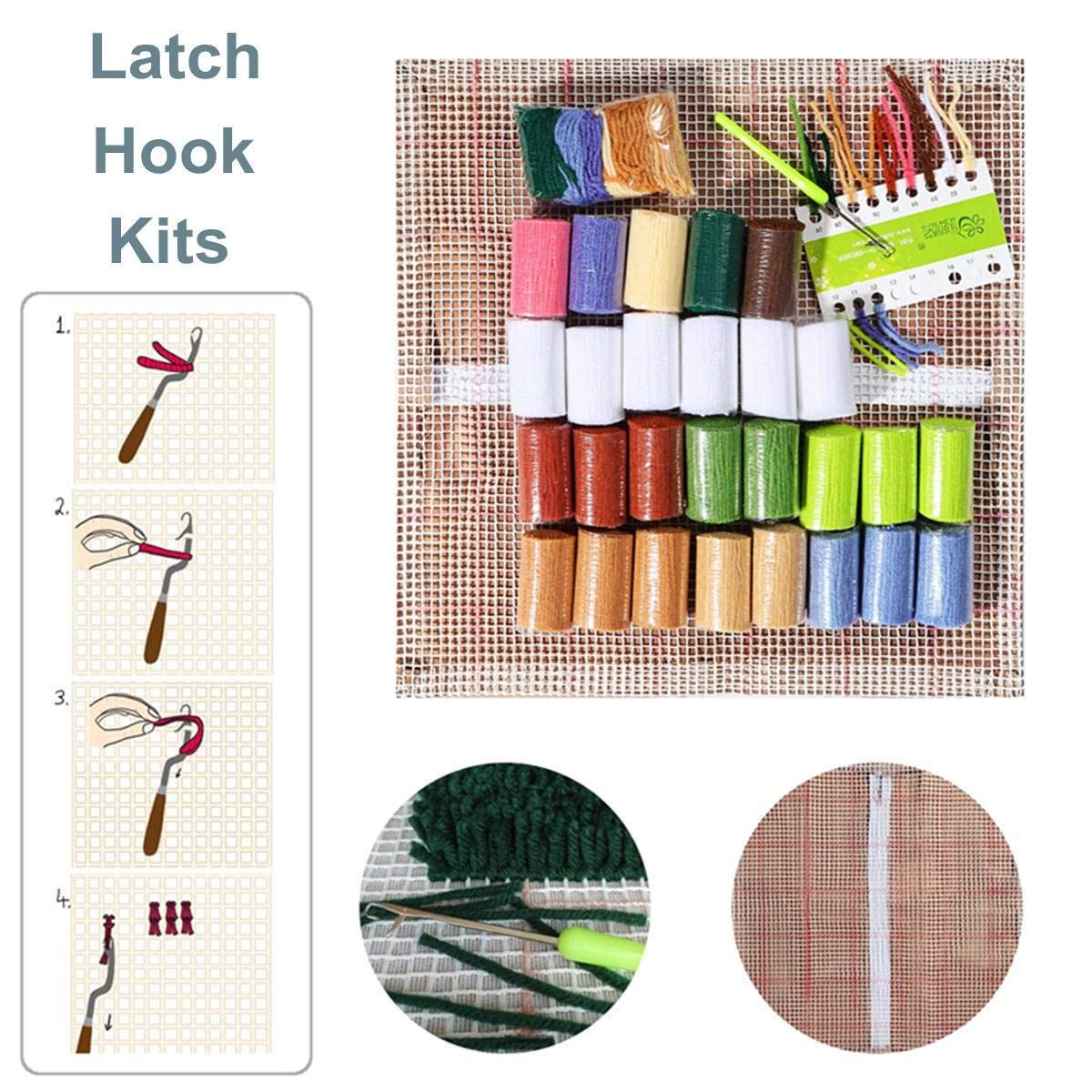 DIY Latch Hook Kits for Adults & Kids - Sunflower Printed Pillowcase Crochet Needlework Craft Kit | Home Decor & Gift Idea for Craft Lovers