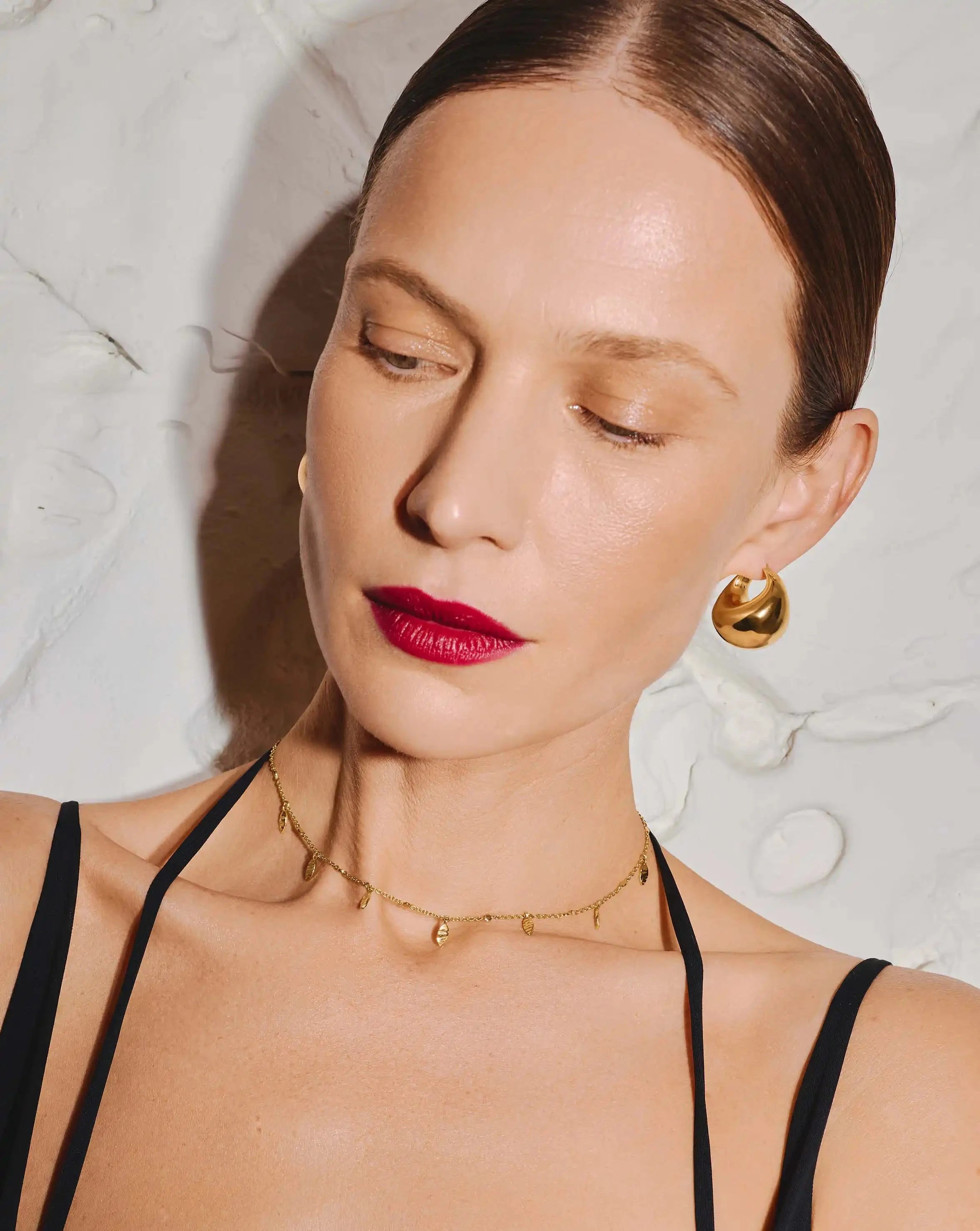 Stylish Sculptural Chubby Dome Medium Hoop Earrings - 18k Gold Plated for Women | Trendy Statement Jewelry for Parties, Weddings & Everyday Wear