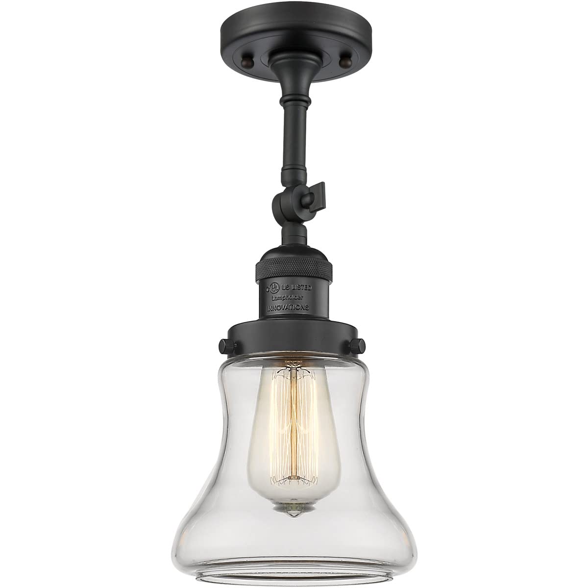 Innovations 201F-BK-G192-LED Matte Black LED Semi-Flush Mount Ceiling Light - Perfect for Bedroom, Kitchen, Hallway & Modern Home Decor