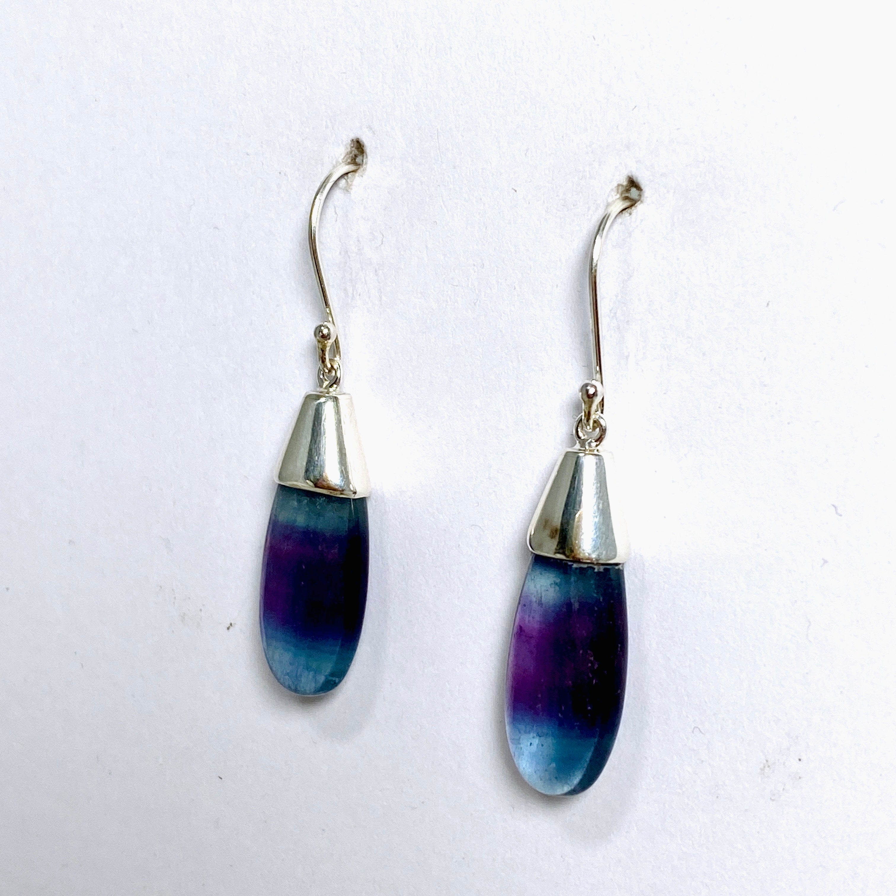 Fluorite Teardrop Cabochon Earrings - Handmade Gemstone Jewelry for Women - Perfect for Boho Style & Everyday Wear