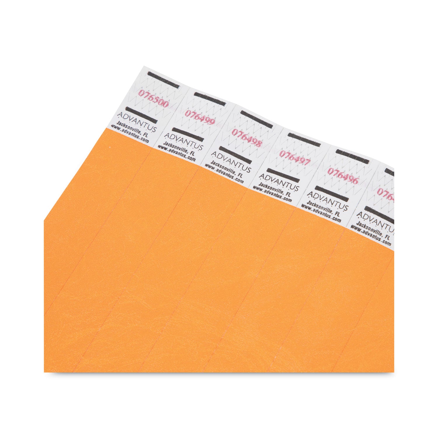 Advantus Numbered Wristbands for Crowd Control - 500 Pack of Neon Orange, 9.75