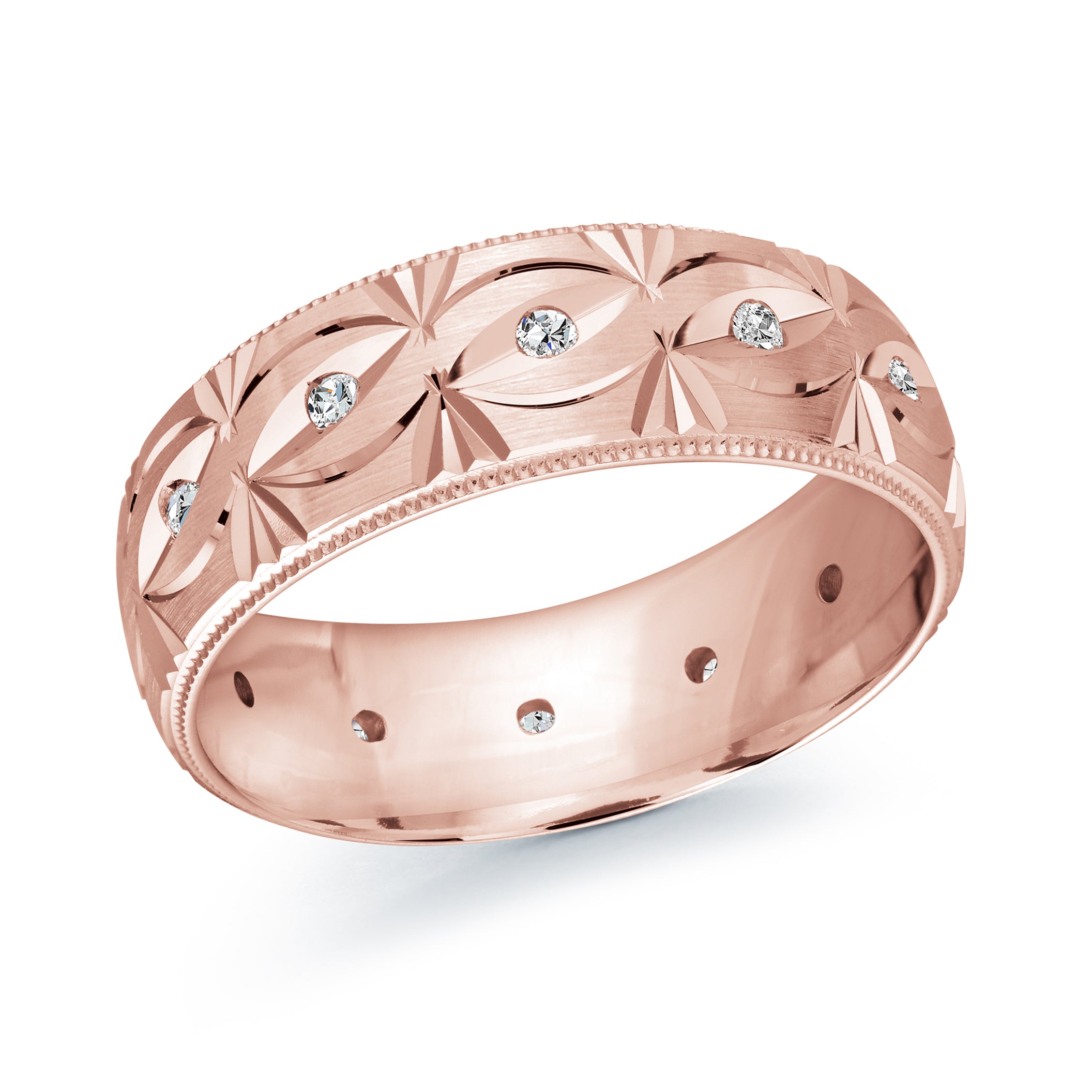 7MM Wide Eternity Diamond Wedding Band With Carving - Elegant Diamond Ring for Women, Perfect for Engagement, Anniversary & Bridal Jewelry Gifts