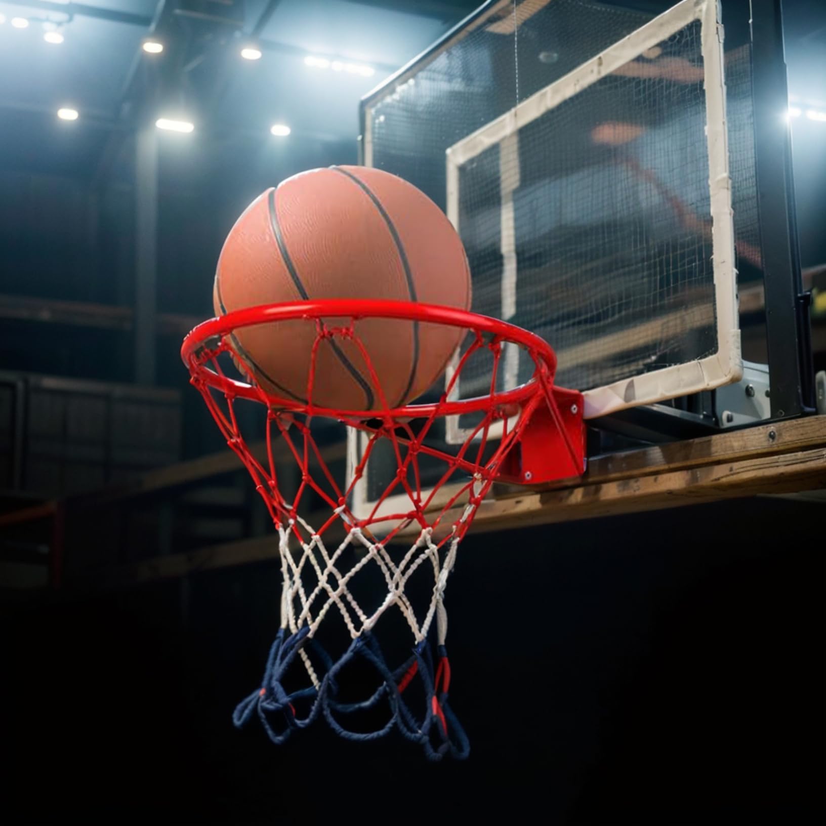 15 Inch Steel Basketball Rim Replacement with Net - Durable Wall Mount Hoop for Kids & Adults - Indoor & Outdoor Sports Equipment for Driveway, Backyard, Gym & Playground Use