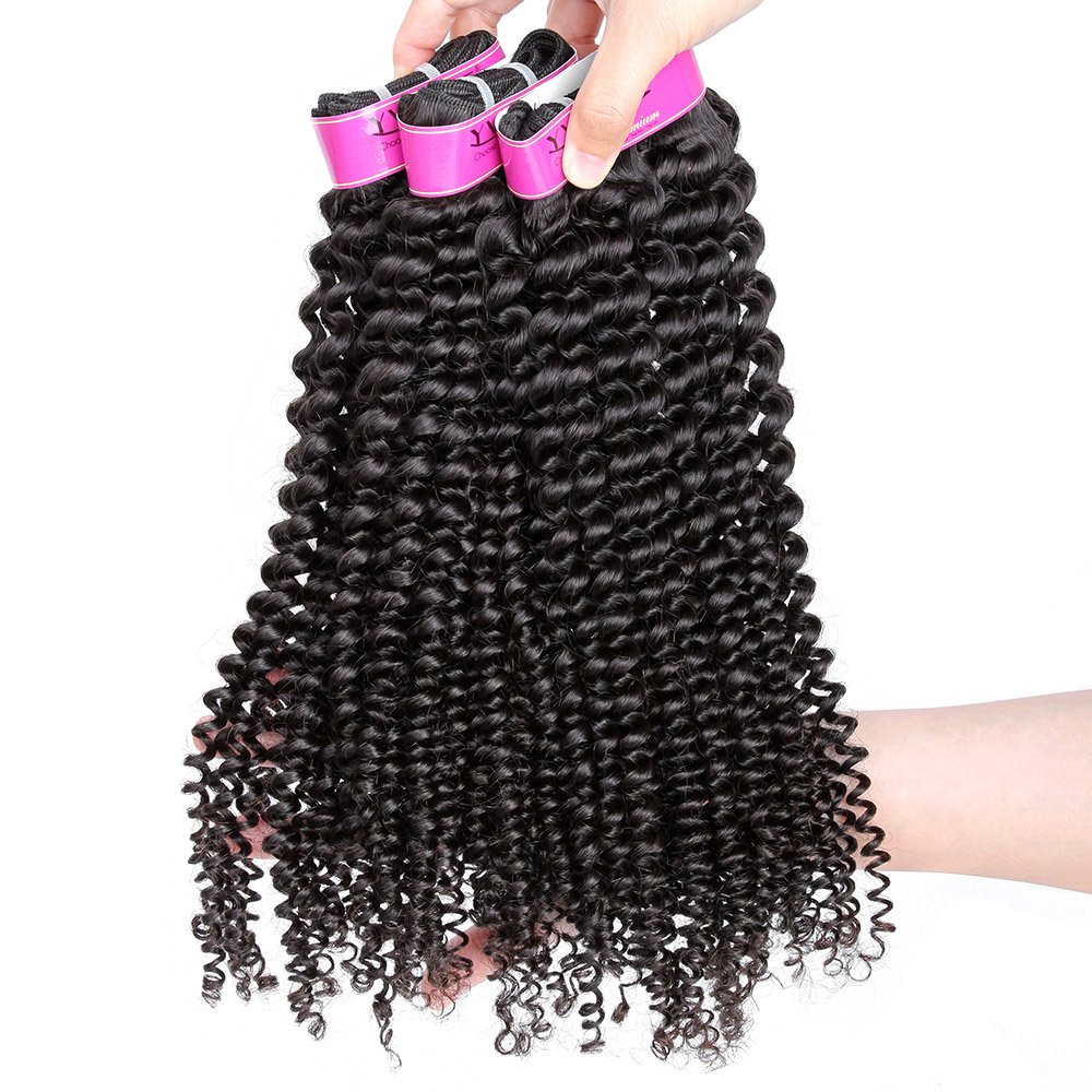 Yvonne Kinky Curly Human Hair Weave 3 Bundles Brazilian Virgin Hair Extensions - Natural Color (18 20 20) for Black Women | Perfect for Protective Styles, Wig Making & Everyday Wear
