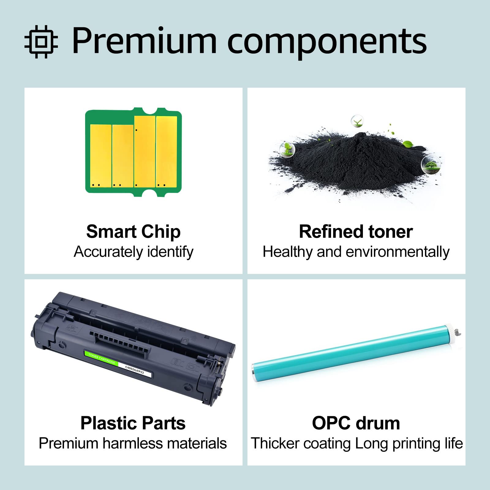 Greencycle 2 Pack C4092A 92A Black Toner Cartridges - Compatible with HP LaserJet 1100, 1100A, 3200, 3200se Printers | High-Yield Replacement for Office & Home Printing