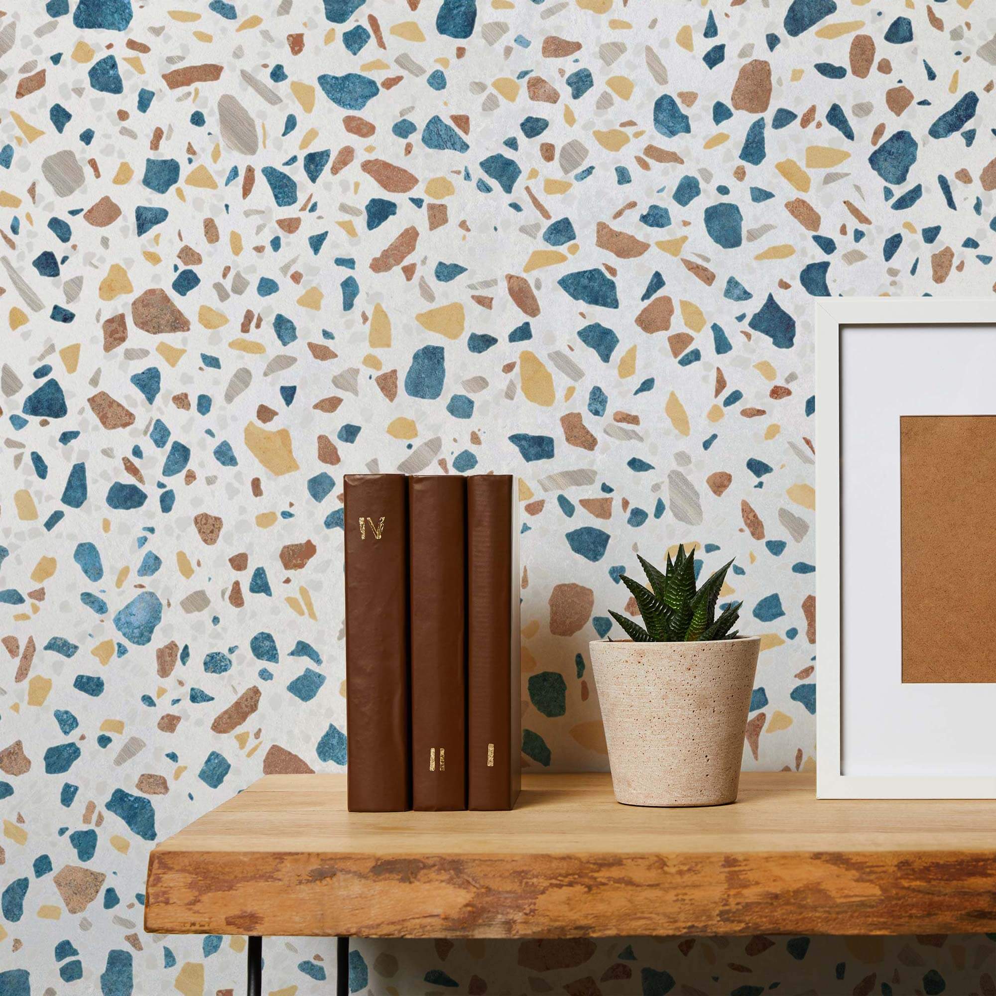 Orange Terrazzo Peel and Stick Removable Wallpaper - Self-Adhesive Vinyl Wall Covering for Kitchen, Bathroom, Bedroom, and Office Decor