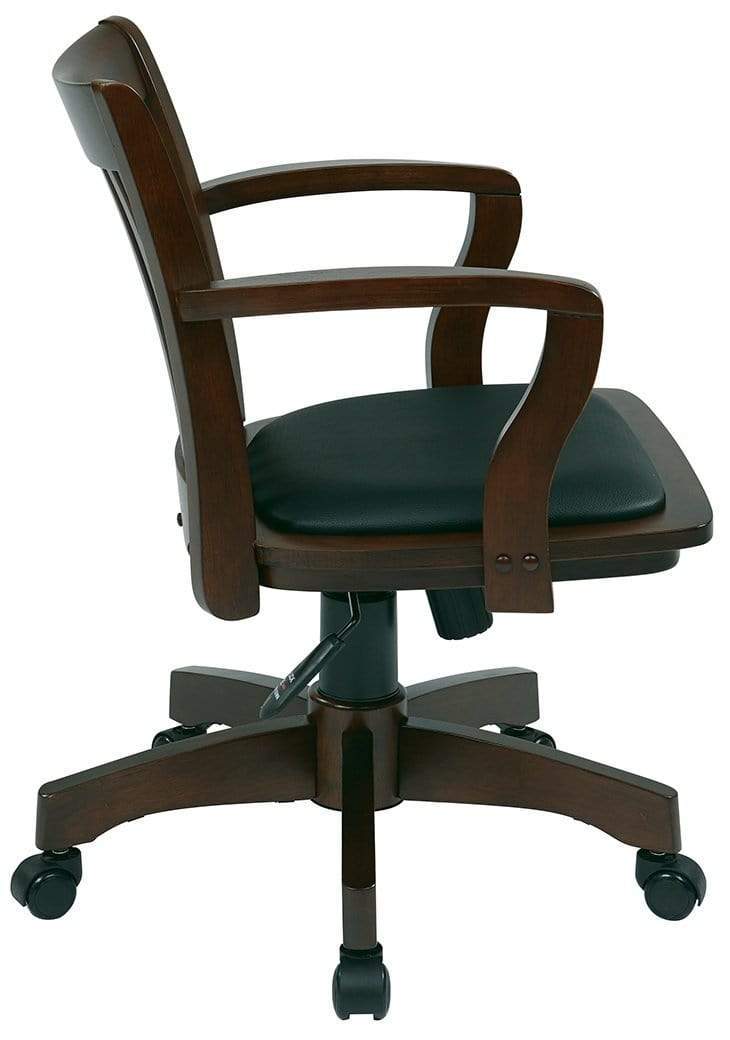 OSP Designs Deluxe Wood Bankers Desk Chair - Ergonomic Office Chair with High Back Support, Adjustable Height & Swivel Base - Perfect for Home Office, Study, or Executive Workspace