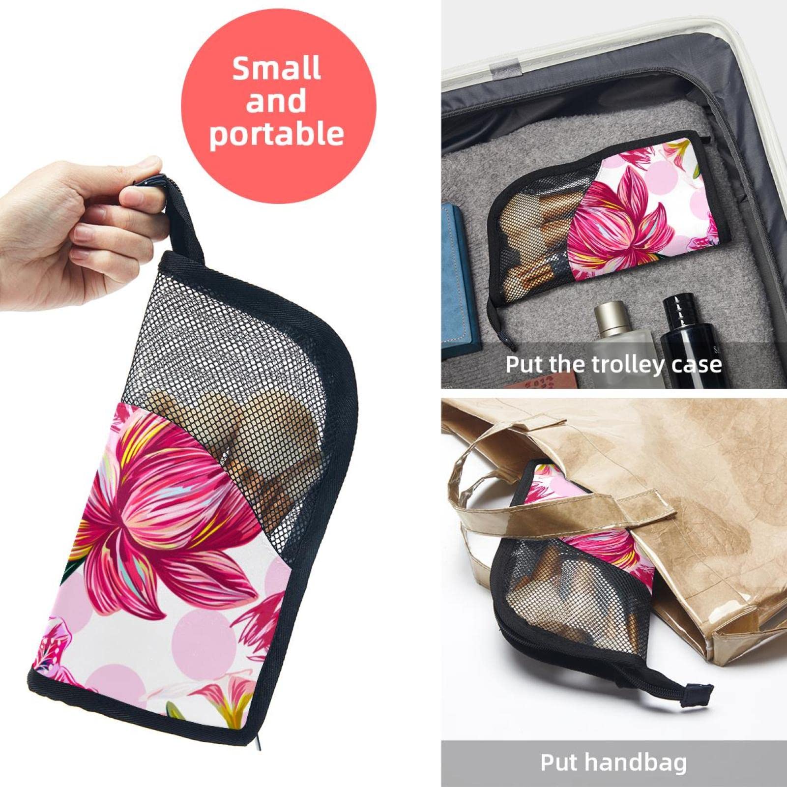 12-Piece Makeup Brush Organizer Bag with Pink Flamingo & Tropical Flower Design - Portable Cosmetic Brush Holder Case for Travel, Home & Professional Makeup Artists