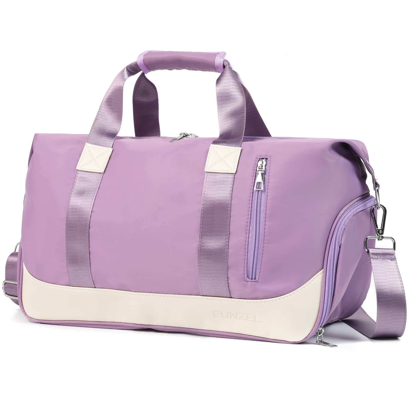 Premium Sports Gym Bag & Travel Duffel Bag for Men & Women - Waterproof Wet Pocket, Shoe Compartment, Weekender Carry-On - Perfect for Gym, Travel & Workout (Purple)