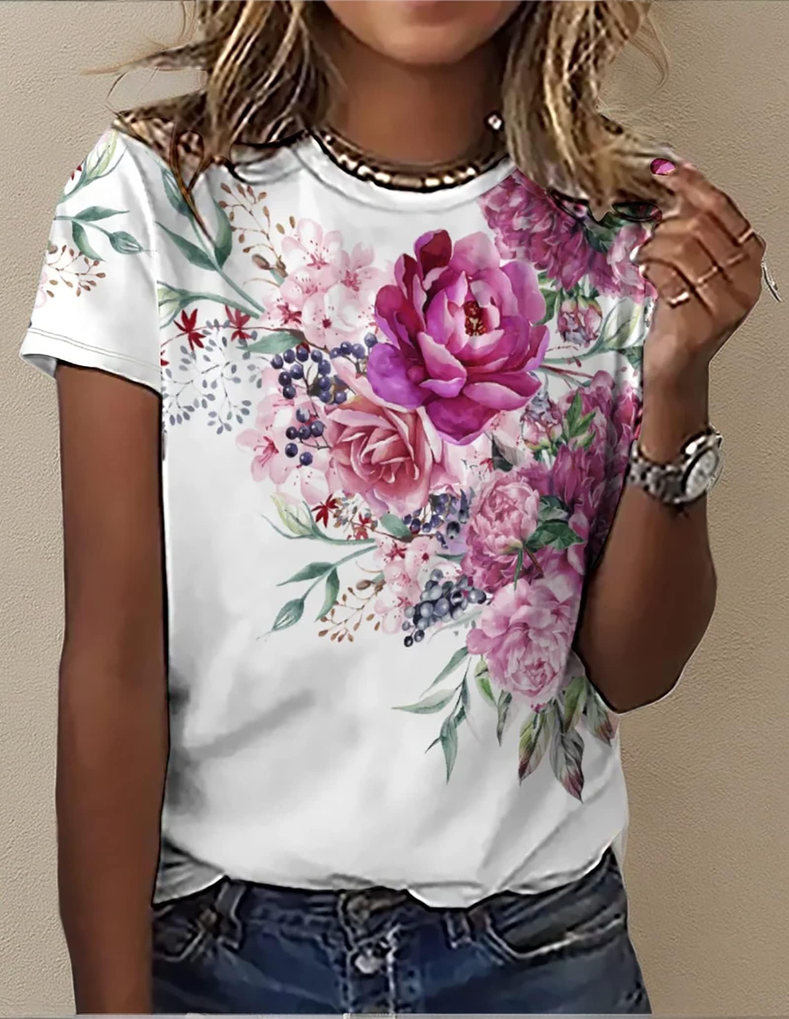 Women's Wildflower Graphic T-Shirt - Floral Plants Short Sleeve Casual Tee for Plant Lovers | Perfect for Gardening, Outdoor Activities & Everyday Wear