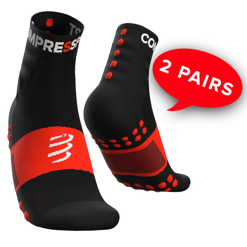 Compressport Performance Training Socks 2-Pack - Black (XU00001B_990) | Moisture-Wicking & Breathable Athletic Socks for Running, Gym & Sports