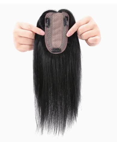 GROWTH 2 * 3 Toupee Clip-in Hair Extensions - 100% Remy Human Hair Topper for Women, Natural Black Color | Perfect for Thinning Hair, Volume Boost & Everyday Styling